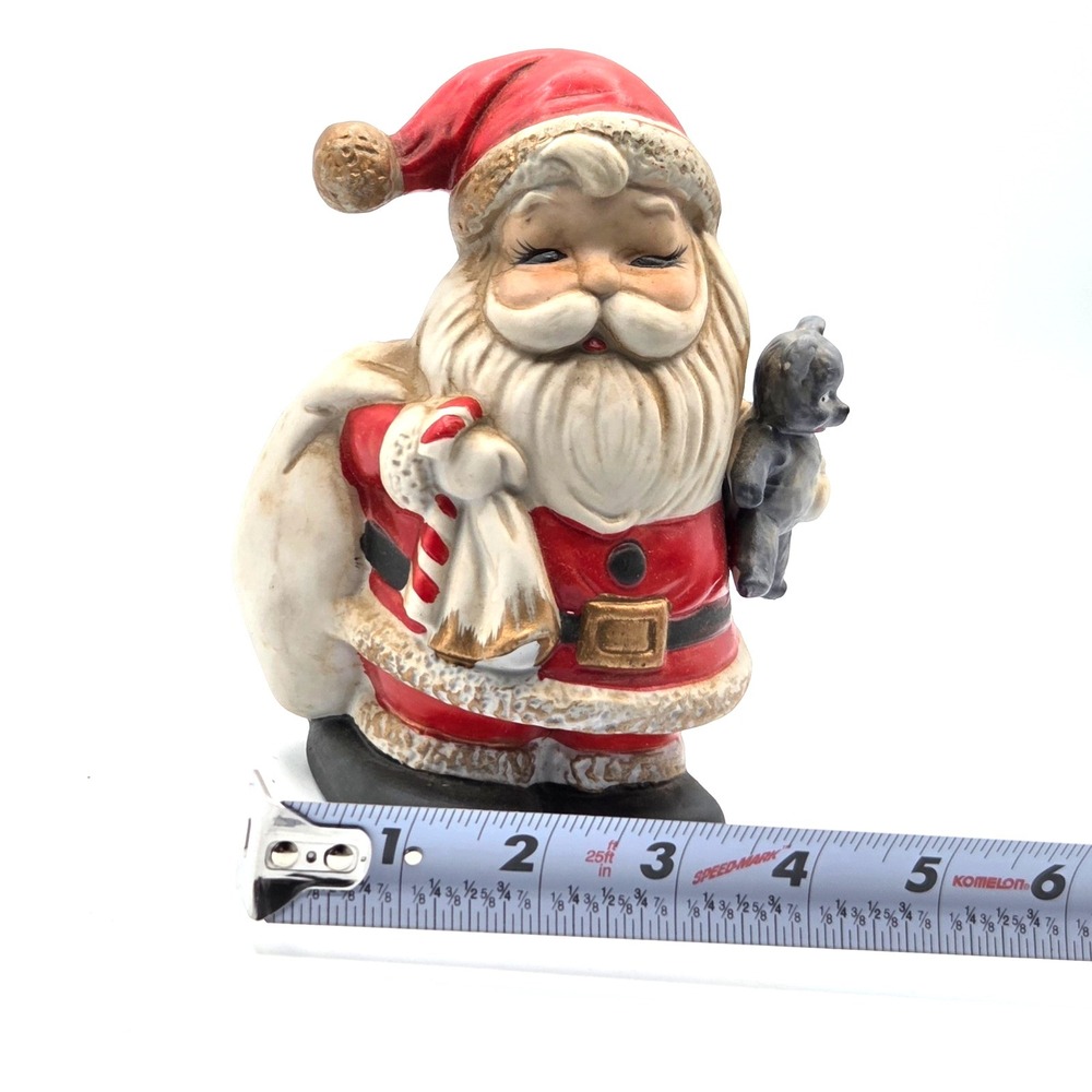 Vintage Santa Claus 6.5" Ceramic Bank Teddy Bear Christmas Homco - Picture 5 of 7